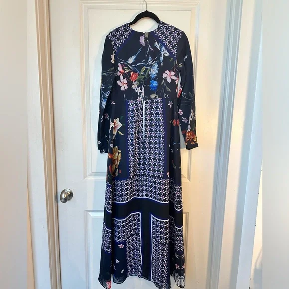 Annah Hariri  Modest Chiffon Navy Scarf Full Length/Coverage Maxi Dress, Size 6 - Picture 12 of 13